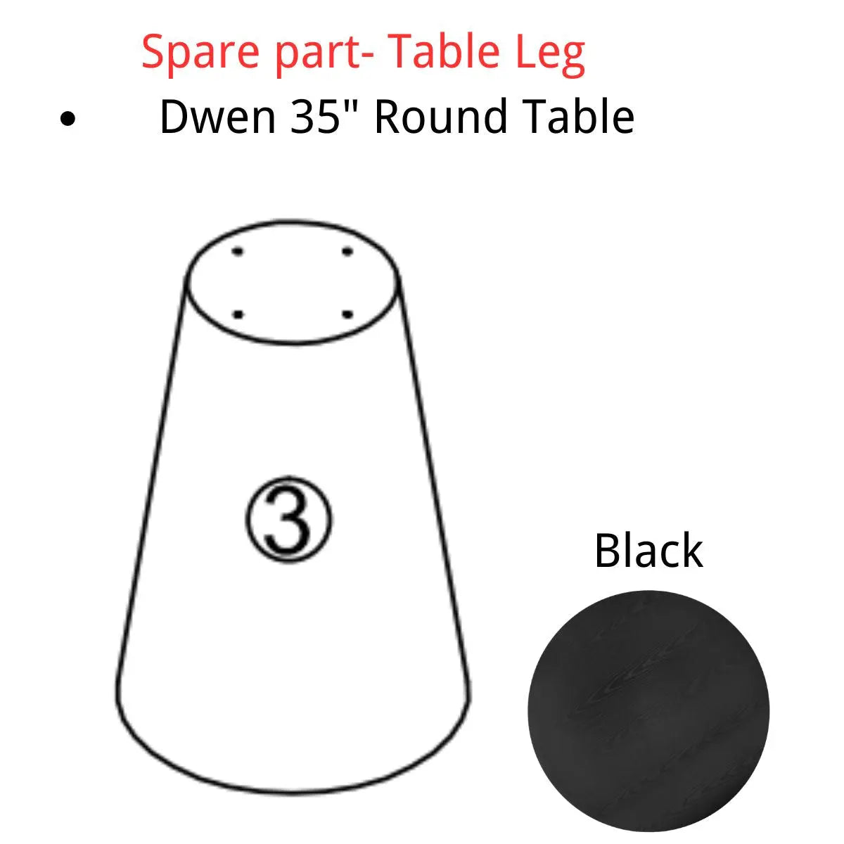 Spare Part-Dwen 35" Round Table Leg - The Pop Maison