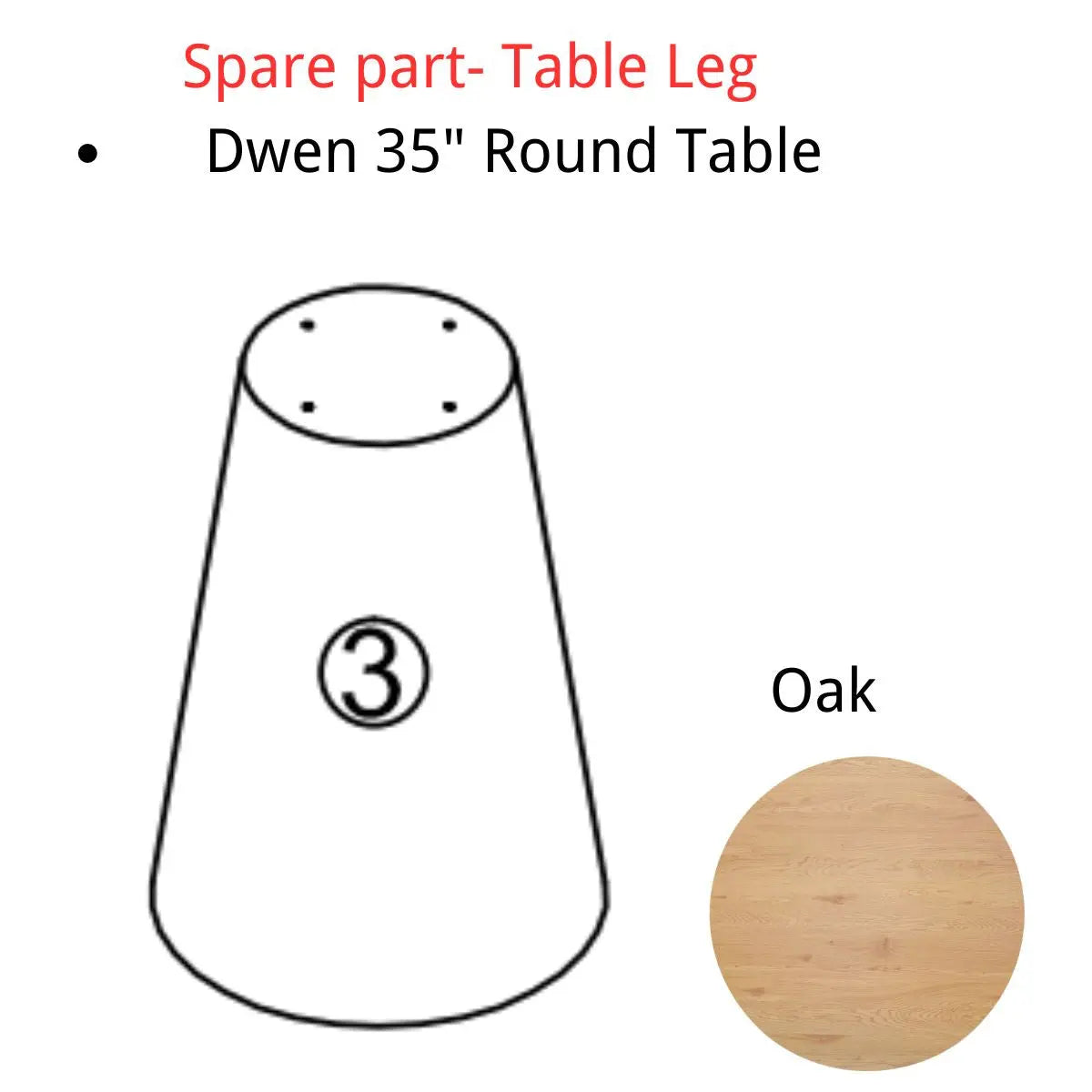 Spare Part-Dwen 35" Round Table Leg - The Pop Maison