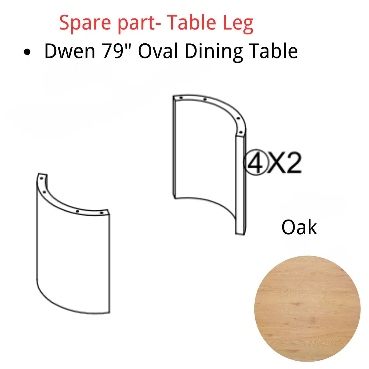 Spare Part-Dwen 79" Oval Dining Table Leg - The Pop Maison