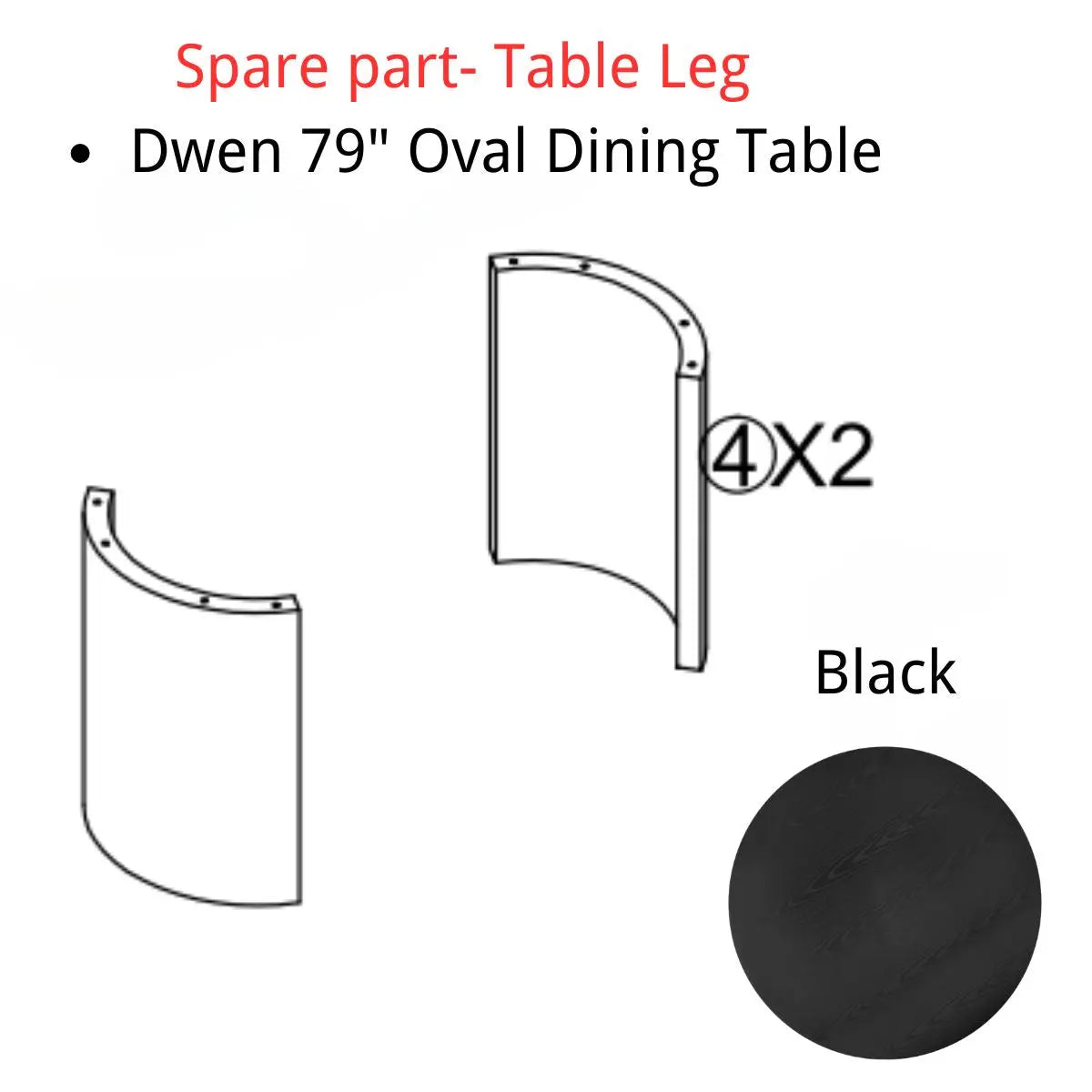 Spare Part-Dwen 79" Oval Dining Table Leg - The Pop Maison