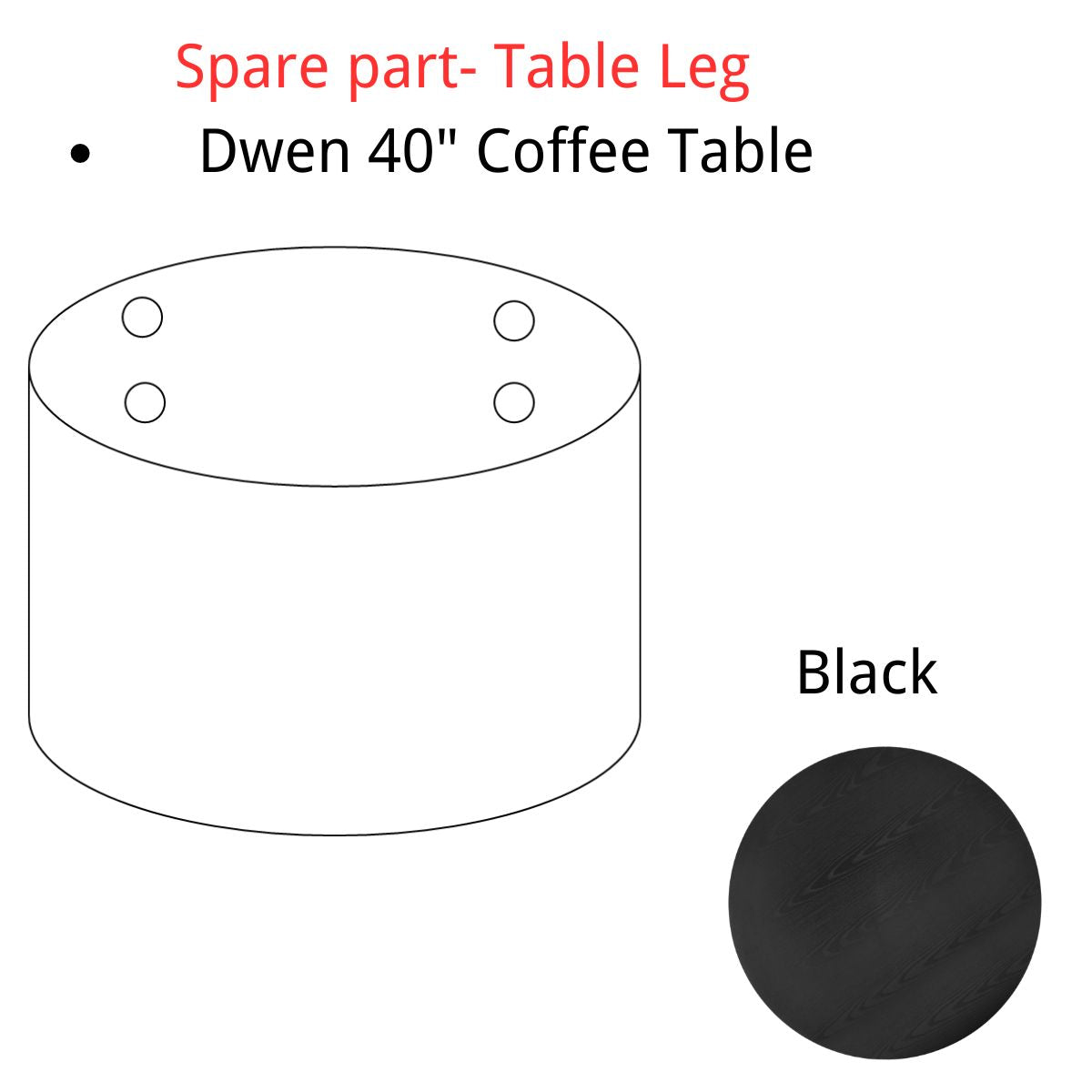 Spare Part-Dwen 40" Coffee Table Leg - The Pop Maison