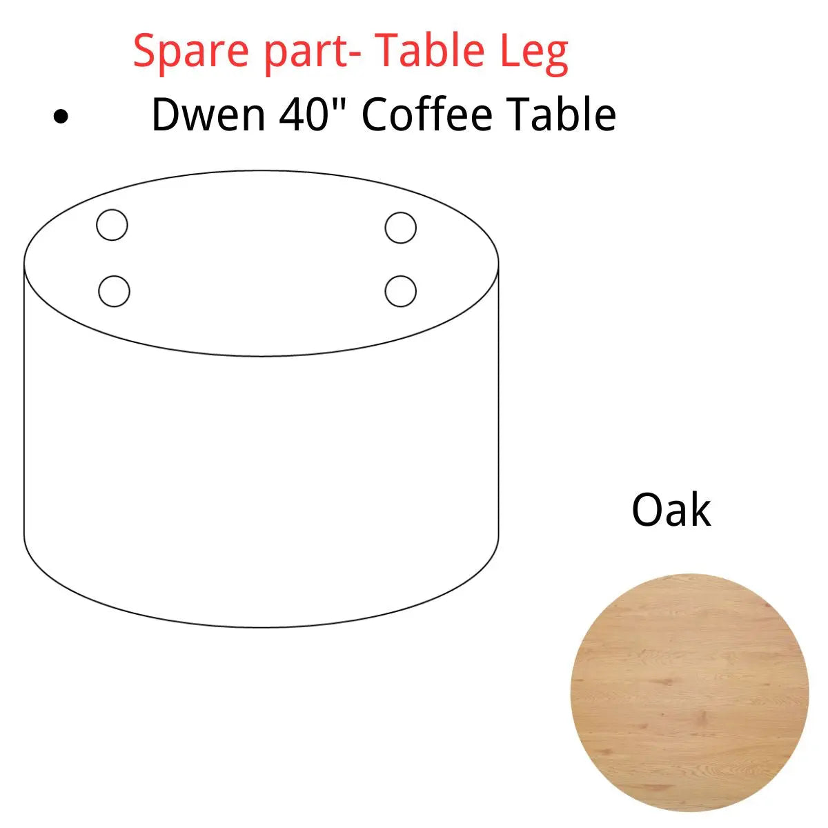 Spare Part-Dwen 40" Coffee Table Leg - The Pop Maison