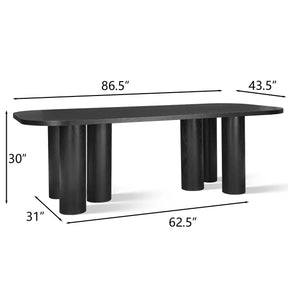 Baguette 62.5"White Oak 8 Seater Dining Table, Extra Large, Securely Rounded Corners, Easy Assembly, Perfect for Gatherings The Pop Maison