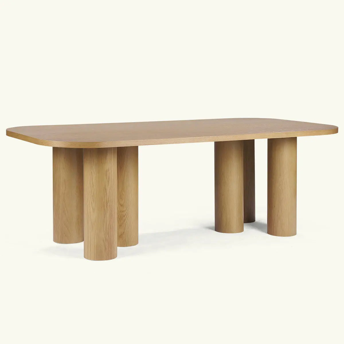 Baguette 62.5"White Oak 8 Seater Dining Table, Extra Large, Securely Rounded Corners, Easy Assembly, Perfect for Gatherings The Pop Maison