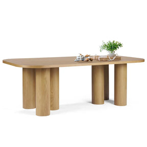 Baguette 62.5"White Oak 8 Seater Dining Table, Extra Large, Securely Rounded Corners, Easy Assembly, Perfect for Gatherings The Pop Maison