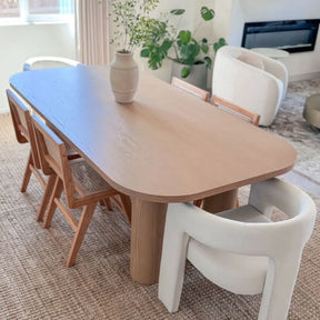 Baguette 62.5"White Oak 8 Seater Dining Table, Extra Large, Securely Rounded Corners, Easy Assembly, Perfect for Gatherings - The Pop Maison