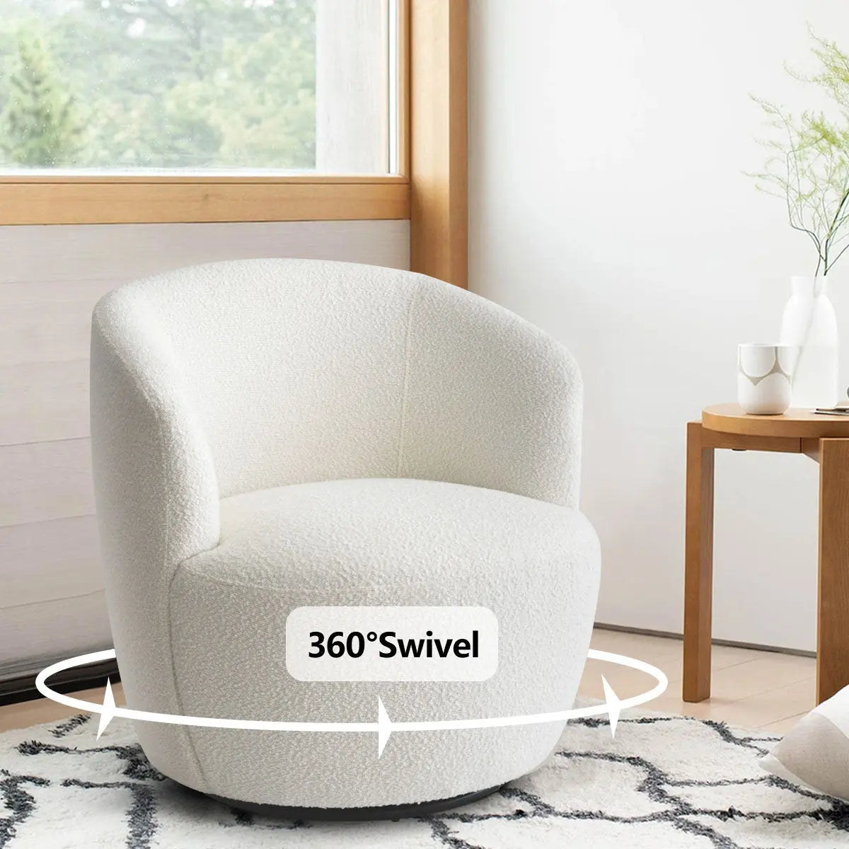 Bella 28" Swivel Barrel Boucle Chair The Pop Maison