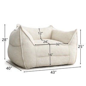Boring Upholstered Singe Sofa, Teddy Fabric Bean Bag Accent Chair The Pop Maison
