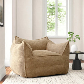 Boring Upholstered 3pcs Sofa Set, Teddy Fabric Bean Bag, Loveseat, Ottoman The Pop Maison