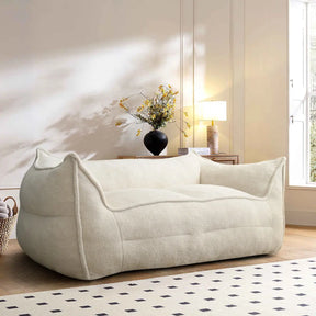 Boring Upholstered 3pcs Sofa Set, Teddy Fabric Bean Bag, Loveseat, Ottoman The Pop Maison