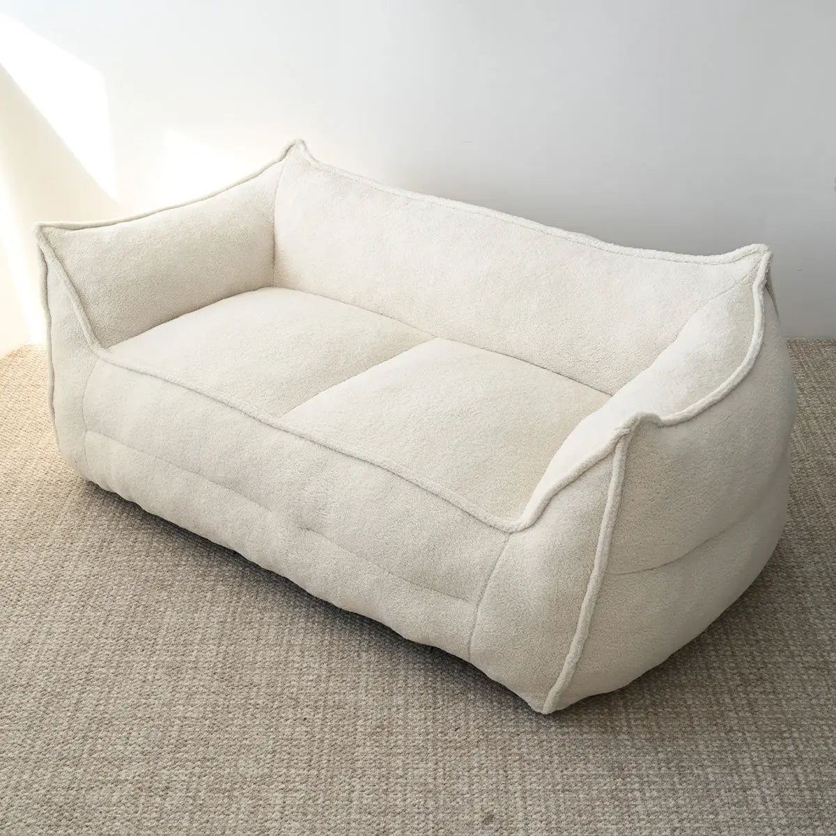 Boring Upholstered Sofa, Teddy Fabric Bean Bag Loveseat The Pop Maison