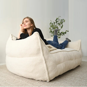 Boring Upholstered Sofa, Teddy Fabric Bean Bag Loveseat The Pop Maison