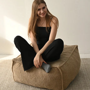 Boring 32" Upholstered Teddy Fabric Bean Bag Ottoman The Pop Maison