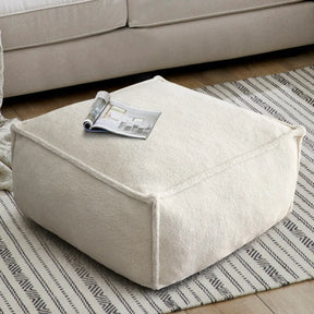 Boring 32" Upholstered Teddy Fabric Bean Bag Ottoman The Pop Maison