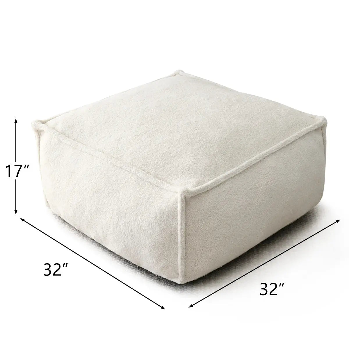 Boring 32" Upholstered Teddy Fabric Bean Bag Ottoman The Pop Maison