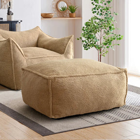 Boring Upholstered 3pcs Sofa Set, Teddy Fabric Bean Bag, Loveseat, Ottoman The Pop Maison