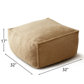 Boring 32" Upholstered Teddy Fabric Bean Bag Ottoman The Pop Maison