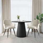 Dwen 35" Table & Edwin Sherpa Dining Chair, Compact 3 piece Round Dining Table Set For 2 The Pop Maison