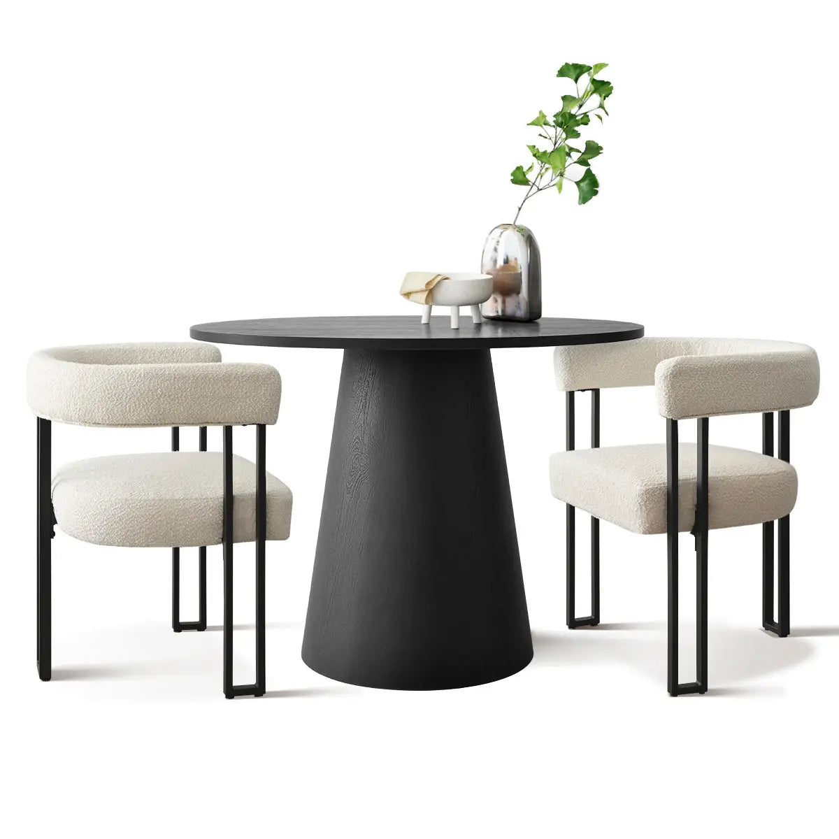 Mia Beige & Dwen 35" Black 3pcs Dining Set The Pop Maison