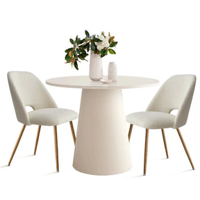 Dwen 35" Cone white & Edwin Chair OK 3pcs Dining Set The Pop Maison