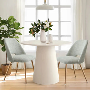 Dwen 35" Cone white & Edwin Chair OK 3pcs Dining Set The Pop Maison