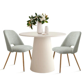 Dwen 35" Cone white & Edwin Chair OK 3pcs Dining Set The Pop Maison