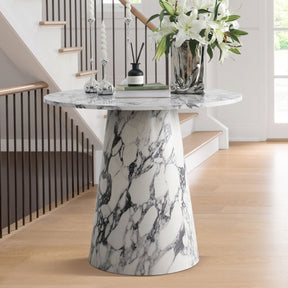 35" Faux Marble Small Round Pedestal Dining Table