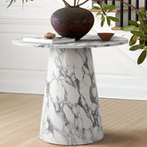 35" Faux Marble Small Round Pedestal Dining Table