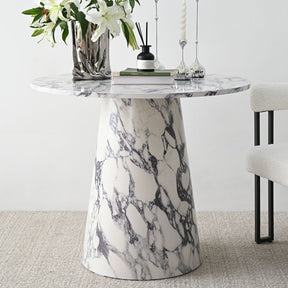 35" Faux Marble Small Round Pedestal Dining Table