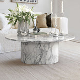 40" Faux Marble Round Pedestal Coffee Table