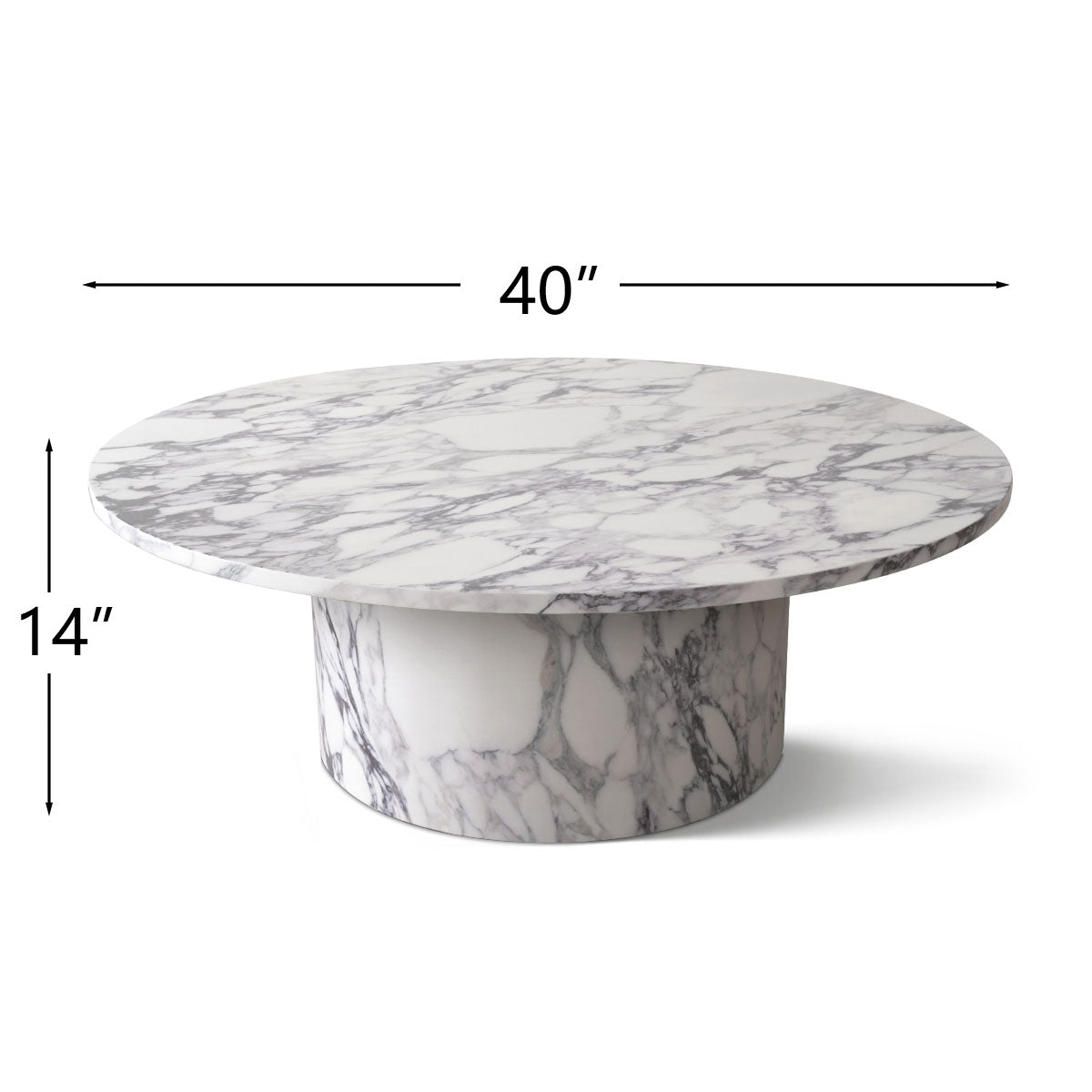 40" Faux Marble Round Pedestal Coffee Table