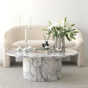 40" Faux Marble Round Pedestal Coffee Table