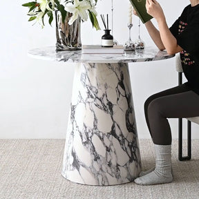 35" Faux Marble Small Round Pedestal Dining Table