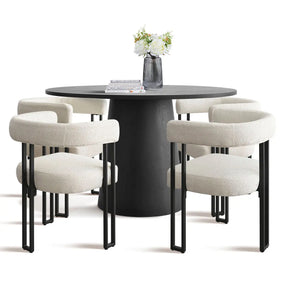 Mia Beige & Dwen 46" Black 5pcs Dining Set The Pop Maison