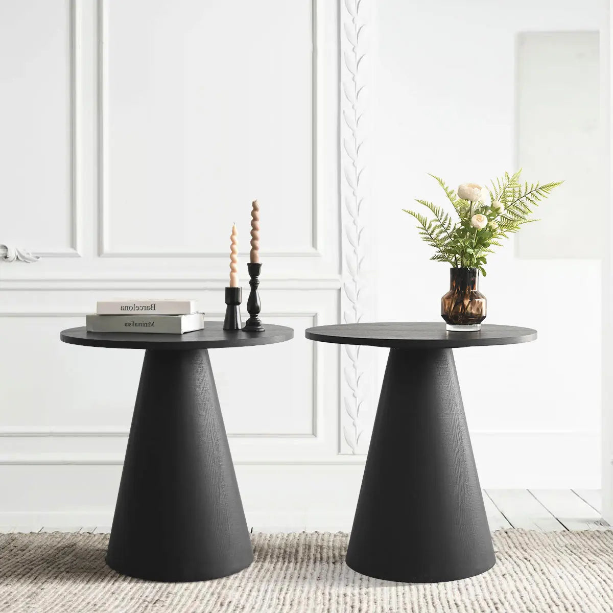 Dwen 24” Wooden Black Side Table Side Table, Modern Console Table The Pop Maison