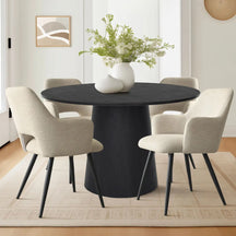 Edwin 46" Black Table & Edwin Armchair, 5-piece Black Dining Set The Pop Maison