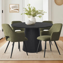 Edwin 46" Black Table & Edwin Armchair, 5-piece Black Dining Set The Pop Maison