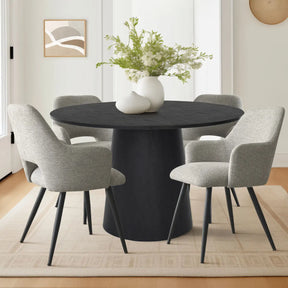 Edwin 46" Black Table & Edwin Armchair, 5-piece Black Dining Set The Pop Maison