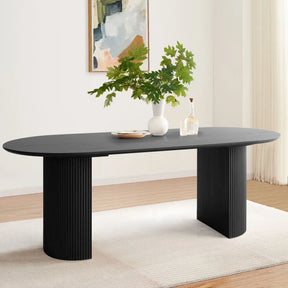 Dwen 79" Roman Pillar Oval Dining Table The Pop Maison