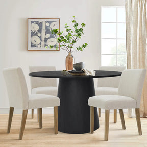 Saigong 42" White Oak Modern Elegance: Round Table & North Dining Chairs, Detail-Oriented 4-Seater Dining Set The Pop Maison