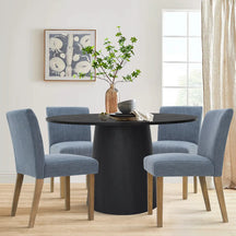 Saigong 42" White Oak Modern Elegance: Round Table & North Dining Chairs, Detail-Oriented 4-Seater Dining Set The Pop Maison