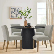 Saigong 42" White Oak Modern Elegance: Round Table & North Dining Chairs, Detail-Oriented 4-Seater Dining Set The Pop Maison