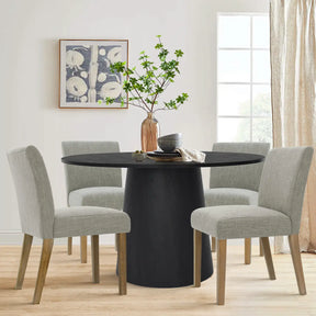 Saigong 42" White Oak Modern Elegance: Round Table & North Dining Chairs, Detail-Oriented 4-Seater Dining Set The Pop Maison