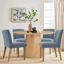 Saigong 42" White Oak Modern Elegance: Round Table & North Dining Chairs, Detail-Oriented 4-Seater Dining Set The Pop Maison