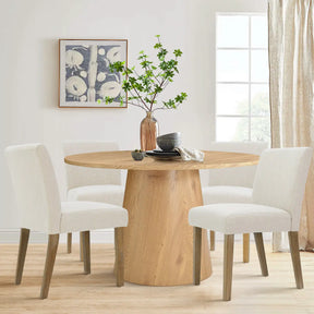 Saigong 42" White Oak Modern Elegance: Round Table & North Dining Chairs, Detail-Oriented 4-Seater Dining Set The Pop Maison