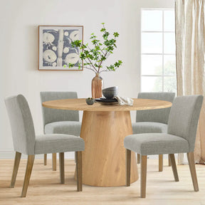 Saigong 42" White Oak Modern Elegance: Round Table & North Dining Chairs, Detail-Oriented 4-Seater Dining Set The Pop Maison