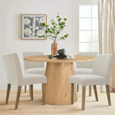 Saigong 42" White Oak Modern Elegance: Round Table & North Dining Chairs, Detail-Oriented 4-Seater Dining Set The Pop Maison