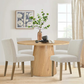 Saigong 42" White Oak Modern Elegance: Round Table & North Dining Chairs, Detail-Oriented 4-Seater Dining Set The Pop Maison