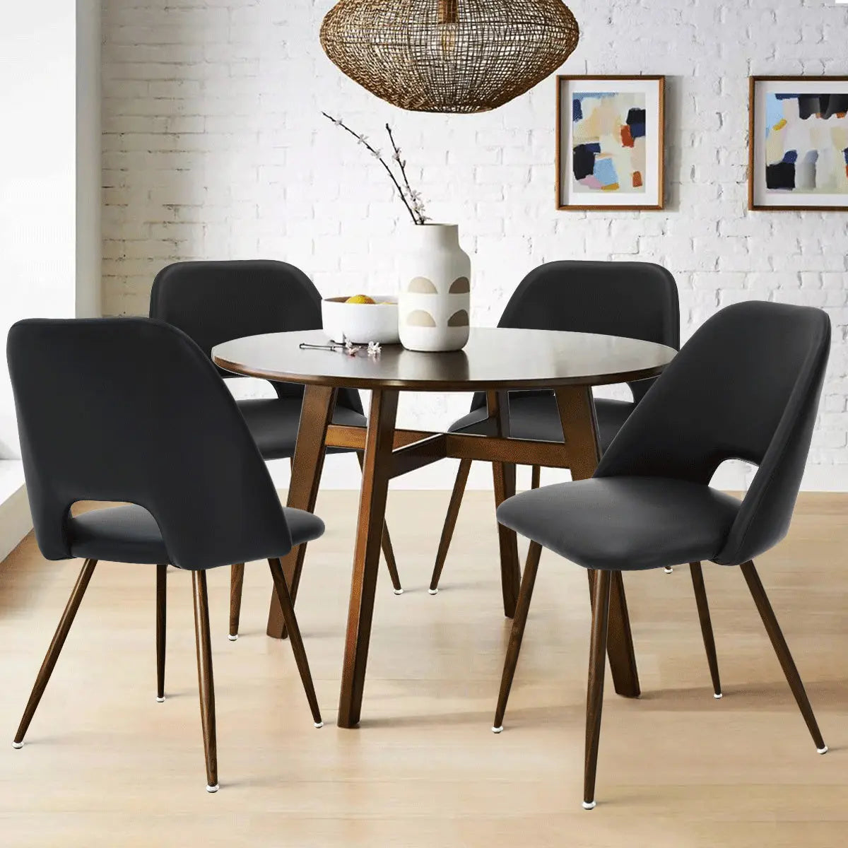 Edwin faux leather dining chairs set of 4 The Pop Maison