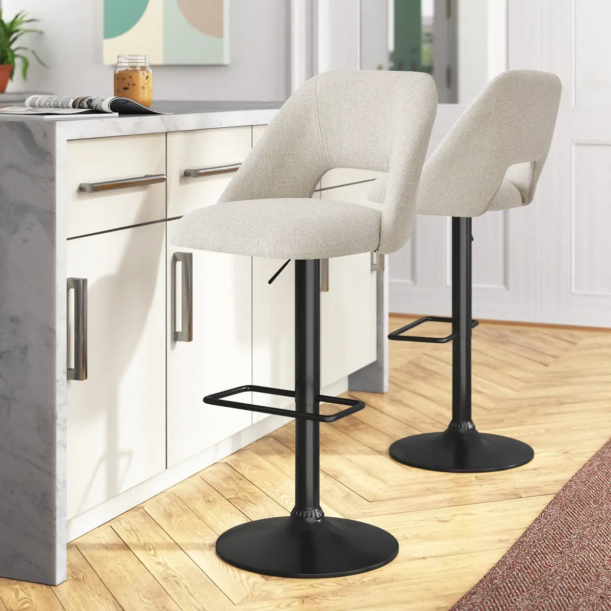 Beige adjustable bar discount stools